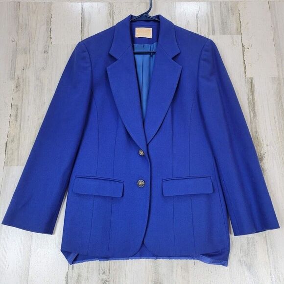 Pendleton Blazer‎ Womens 8 Blue Pure Virgin Wool Double Breasted Jacket Vintage - Picture 1 of 10